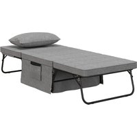 HOMCOM 4-in-1 Einzelbett  Gästebett Klappbett Sessel Ottomane, 8 cm Matratze, 5-Stufen Höhenverstellbar, Stahlrahmen, 188x75x38cm  Aosom von HOMCOM
