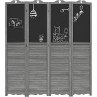 HOMCOM 4-teiliger Holz-Paravent, Faltbarer Raumteiler mit Tafeln, Raumteiler, Schlafzimmer, 162x172 cm, Grau und Schwarz   Aosom von HOMCOM