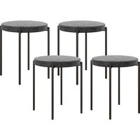 HOMCOM 4er-Set Esszimmerhocker, stapelbar Esszimmerstühle, Küchenstuhl mit gepolstertem Sitz, Samtoptik, Sitzhocker für Küche, Esszimmer  Aosom von HOMCOM