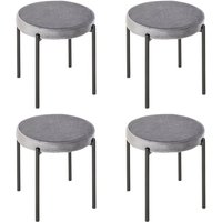 4er-Set Esszimmerhocker Stapelbar Esszimmerstühle Küchenstuhl mit gepolstertem Sitz, Samtoptik Sitzhocker Samt für Küche Esszimmer Metall Grau 41,5 x von HOMCOM