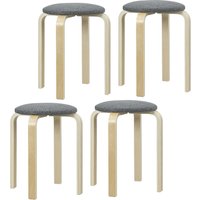 HOMCOM 4er Set Esszimmerhocker Stapelhocker Runde Hocker, Küchenhocker mit Leinenoptik, Polsterhocker für Esszimmer, Wohnzimmer, Küche, Grau   Aosom von HOMCOM