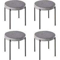 HOMCOM 4er-Set Barhocker ohne Lehne, Metallhocker, Küchenstuhl mit gepolstertem Sitz in Samtoptik, Grau   Aosom.de von HOMCOM