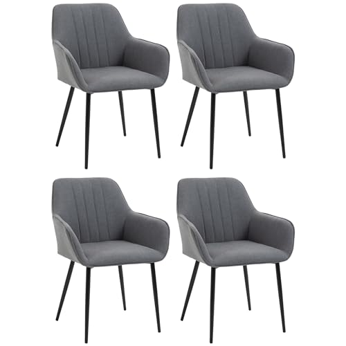 HOMCOM 4er Set Esszimmerstühle Essstühle Polsterstuhl mit atmungsaktivem Leinenbezug Wohnzimmerstuhl Sessel Küchenstuhl mit Rückenlehne Armlehne Leinen Dunkelgrau 59,5 x 56,5 x 81 cm HOMCOM 4er Set Esszimmerstühle Essstühle Polsterstuhl mit atmungsaktivem Leinenbezug Wohnzimmerstuhl Sessel Küchenstuhl mit Rückenlehne Armlehne Leinen Dunkelgrau 59,5 x 56,5 x 81 cm von HOMCOM