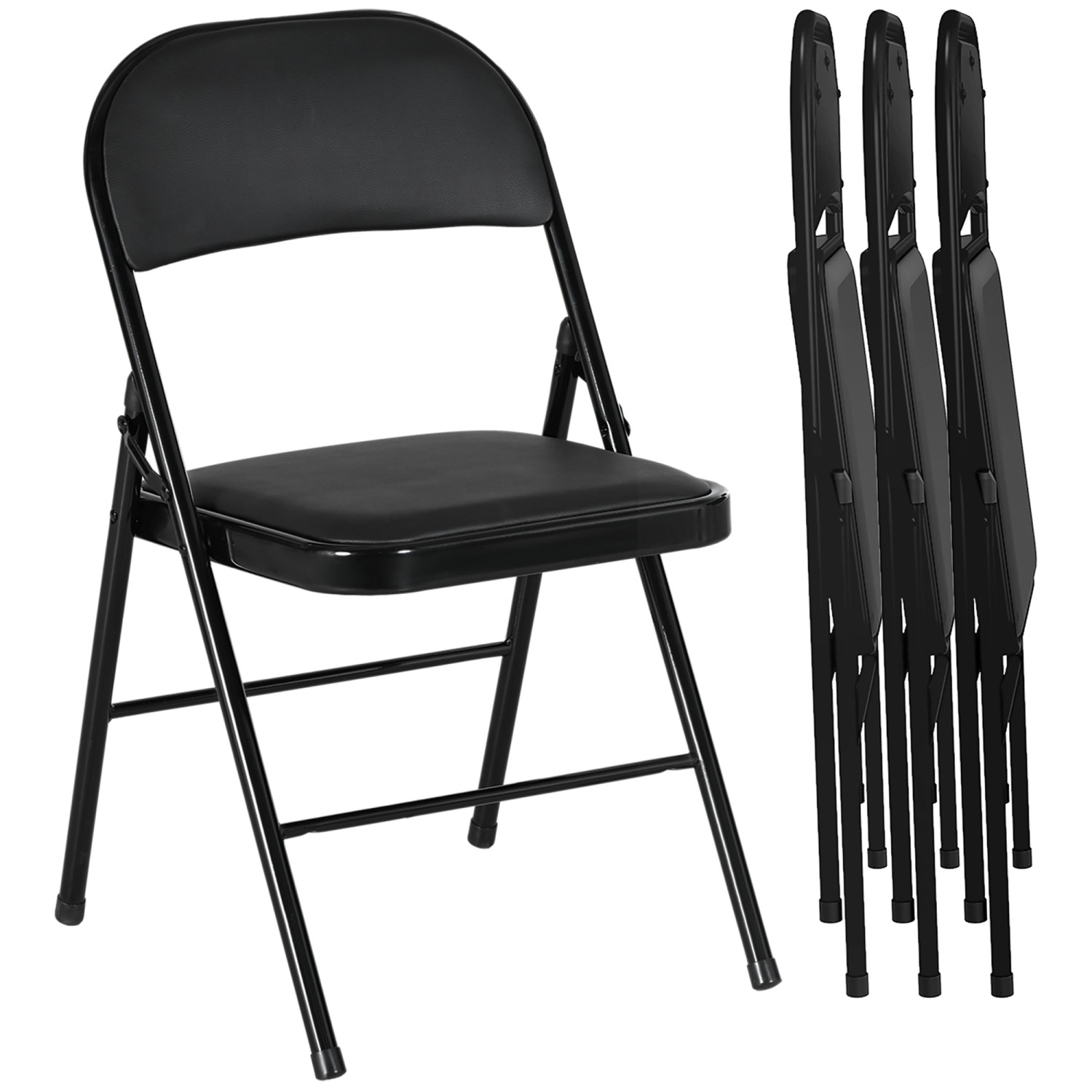 HOMCOM 4er-Set Klappstühle Tragbar mit Kissen Stahlbeine Kunstleder HOMCOM 4er-Set Klappstühle Tragbar mit Kissen Stahlbeine Kunstleder von HOMCOM