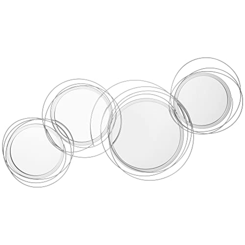HOMCOM 4er Set Spiegel für Wanddekoration, Wanddekoration mit 4 runden Spiegeln, Wohnzimmerdeko, Wandspiegel, Flurspiegel, Wandkunstwerk für Wohnzimmer, Schlafzimmer, Metall, Silber HOMCOM 4er Set Spiegel für Wanddekoration, Wanddekoration mit 4 runden Spiegeln, Wohnzimmerdeko, Wandspiegel, Flurspiegel, Wandkunstwerk für Wohnzimmer, Schlafzimmer, Metall, Silber von HOMCOM