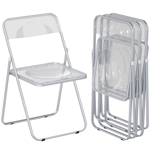 HOMCOM 4er Set klappbare Acrylstühle, platzsparende klappbare Stahlstühle, Indoor-Klappstuhl für Zuhause, Büro, Party und Events, 47x48x75 cm, Transparent HOMCOM 4er Set klappbare Acrylstühle, platzsparende klappbare Stahlstühle, Indoor-Klappstuhl für Zuhause, Büro, Party und Events, 47x48x75 cm, Transparent von HOMCOM