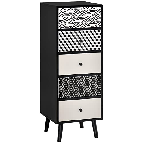 HOMCOM 5-Schubladen-Kommode, Geometrisches Design, Moderne Schlafzimmer- und Eingangsmöbel, 40x40x111,5cm Schwarz Grau HOMCOM 5-Schubladen-Kommode, Geometrisches Design, Moderne Schlafzimmer- und Eingangsmöbel, 40x40x111,5cm Schwarz Grau von HOMCOM