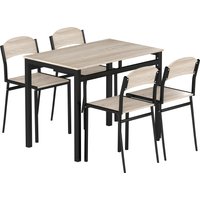 HOMCOM Essgruppe 5-Teilig 100 x 63 cm Esstisch mit 4 Stühlen Rechteckig Esszimmergruppe Modern Küchentisch Set für kleine Raum, Esszimmer, Küche, Eiche   Aosom von HOMCOM