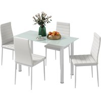 HOMCOM 5-tlg Essgruppe Esstisch mit 4 Stühlen Küchentisch Hartglasplatte Esszimmergruppe Stahl Schwarz für modernes Wohnen Aosom.de HOMCOM 5-tlg Essgruppe Esstisch mit 4 Stühlen Küchentisch Hartglasplatte Esszimmergruppe Stahl Schwarz für modernes Wohnen Aosom.de von HOMCOM