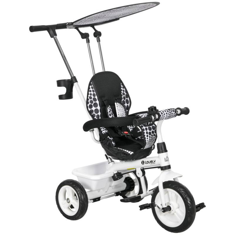 HOMCOM 6-in-1 Dreirad mit Schubstange Abnehmbarem Sonnendach Verstellbar von HOMCOM