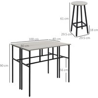 6-teilig Essgruppe 2 Bartisch mit 4 Stühlen im Industrial Design Grau 6-teilig Essgruppe 2 Bartisch mit 4 Stühlen im Industrial Design Grau von HOMCOM