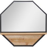 HOMCOM Achteck Wandspiegel mit Regal  Hängespiegel im Industrie-Design, für Schlafzimmer, Schwarz, 61x61cm  Aosom von HOMCOM