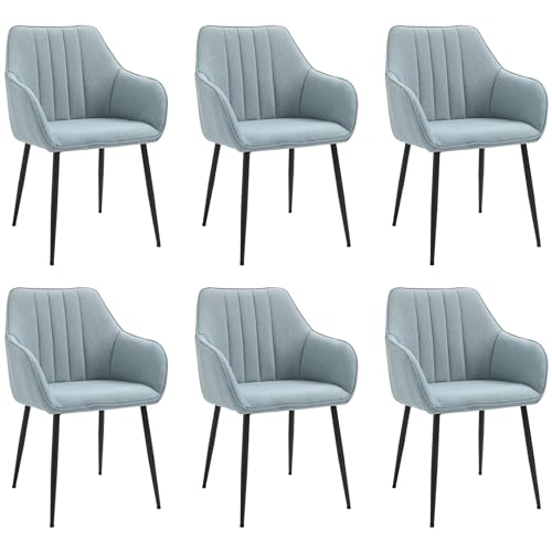HOMCOM 6er Set Esszimmerstühle Essstühle Polsterstuhl mit atmungsaktivem Leinenbezug Wohnzimmerstuhl Sessel Küchenstuhl mit Rückenlehne Armlehne Leinen Blau 59,5 x 56,5 x 81 cm HOMCOM 6er Set Esszimmerstühle Essstühle Polsterstuhl mit atmungsaktivem Leinenbezug Wohnzimmerstuhl Sessel Küchenstuhl mit Rückenlehne Armlehne Leinen Blau 59,5 x 56,5 x 81 cm von HOMCOM