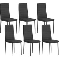 HOMCOM 6er-Set Moderne Esszimmerstühle, Küchenstühle mit Bezug in Kunstleinen, hoher Rückenlehne und Metallbeinen, Schwarz   Aosom von HOMCOM