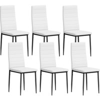 HOMCOM 6er-Set moderne Esszimmerstühle, gepolstert mit Kunstleinen, hohe Rückenlehne, Metallbeine, für Wohnzimmer, Weiß   Aosom von HOMCOM