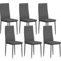 HOMCOM 6er-Set moderne Esszimmerstühle, gepolsterte Küchenstühle in Synthetik-Leinen mit hoher Rückenlehne und Metallbeinen, für Wohnzimmer, Grau   Aosom von HOMCOM