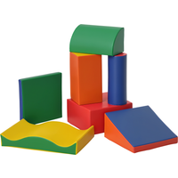 HOMCOM 7-tlg. Softbausteine, Bausteinset, Schaumstoffbausteine zum Toben & Klettern, Riesenbausteine, weiche Bauklötze für Kinderzimmer und Kindergarten, Kunstleder, Bunt   Aosom von HOMCOM