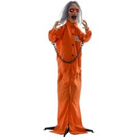 HOMCOM 85cm Halloween Dekoration Gruseliger Sprechender Gefangener mit LED-Lichter, Soundfunktion, Haustür Deko mit verstellbare Arme, Garten Dekofigur für Party, Orange   Aosom HOMCOM 85cm Halloween Dekoration Gruseliger Sprechender Gefangener mit LED-Lichter, Soundfunktion, Haustür Deko mit verstellbare Arme, Garten Dekofigur für Party, Orange   Aosom von HOMCOM