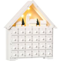 HOMCOM Adventskalender zum Befüllen 24 Schubladen Fächer Weihnachtskalender mit LED-Lichtern 2-in-1-Design Weihnachtsdeko Weiß 39 x 9 x 42 cm von HOMCOM