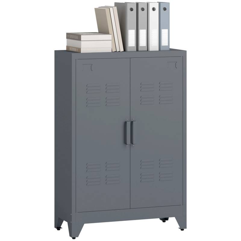 HOMCOM Aktenschrank Metall 75L x 33B x 110H cm Grau von HOMCOM