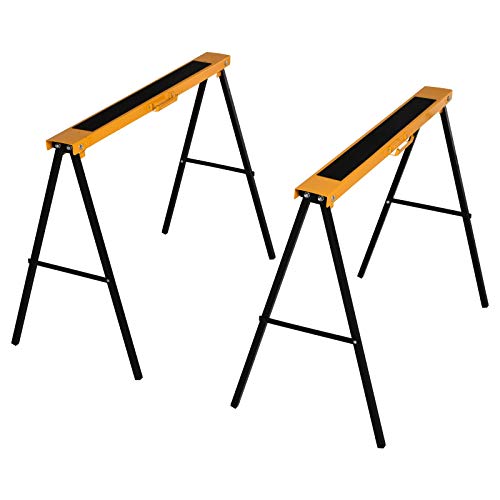 HOMCOM Arbeits Bock, Sägepferd, Unterstellbock, Klappbar, Rutschfest, Stahl, Orange, Schwarz, 99,5 x 50 x 78 cm, Belastbarkeit 125 kg von HOMCOM