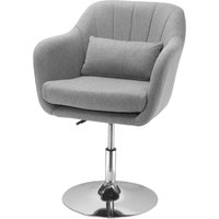 HOMCOM Sessel Loungesessel mit Armlehne, Lendenkissen, Gepolstert Relaxsessel mit Metallrahmen, Leinenoptik, Höhenverstellbar Drehstuhl für von HOMCOM