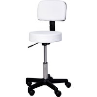 HOMCOM Arbeitshocker Rollhocker Drehhocker höhenverstellbar mit Lehne für Büro, Weiß Φ35 x H72-84 cm   Aosom.de von HOMCOM