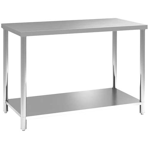 HOMCOM Arbeitstisch mit 2 Regalen, Werkbank aus Edelstahl, Arbeitsfläche für Werkstatt, Garage, Hangar, Belastung 100 kg, 120 x 60 x 86 cm, silberfarben HOMCOM Arbeitstisch mit 2 Regalen, Werkbank aus Edelstahl, Arbeitsfläche für Werkstatt, Garage, Hangar, Belastung 100 kg, 120 x 60 x 86 cm, silberfarben von HOMCOM