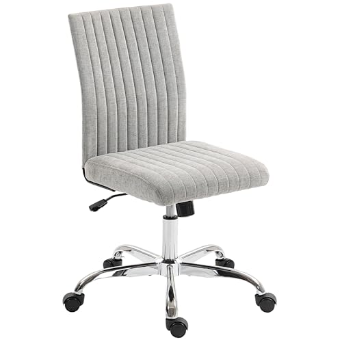 HOMCOM Armloser Bürostuhl mit Verstellbarer Höhe und drehbarem Sitz, Ergonomischer Bürostuhl mit Rollen und Stoffbezug, Grau HOMCOM Armloser Bürostuhl mit Verstellbarer Höhe und drehbarem Sitz, Ergonomischer Bürostuhl mit Rollen und Stoffbezug, Grau von HOMCOM