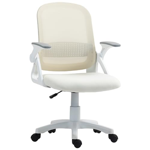 HOMCOM Atmungsaktiver Mesh-Bürostuhl, Ergonomischer Computer-Drehstuhl mit hochklappbaren Armlehnen, Lendenwirbelstütze für Zuhause/Büro, weiß HOMCOM Atmungsaktiver Mesh-Bürostuhl, Ergonomischer Computer-Drehstuhl mit hochklappbaren Armlehnen, Lendenwirbelstütze für Zuhause/Büro, weiß von HOMCOM