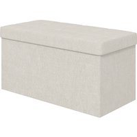 HOMCOM Aufbewahrungs-Pouf, Truhenbank, 76 x 38 x 38 cm, 84L, faltbar, Betthocker, Fußhocker, mit Deckel, für Flur, Wohnzimmer, gesteppt, creme   Aosom von HOMCOM