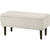 HOMCOM Aufbewahrungsbank Samt Hocker Holzbeine Kautschukholz für Wohnzimmer Schlafzimmer Eingang 95 x 38 x 45 cm Beige   Aosom von HOMCOM