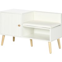 HOMCOM Aufbewahrungsbank Schuhbank im Art-Déco-Stil Schrank-Nische-Sitzbank mit synthetischem Bezug Kiefernholz 80 x 33 x 49 cm Weiß   Aosom von HOMCOM