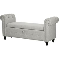 HOMCOM Aufbewahrungsbank Sitzbank Truhe 2-in-1 aus Leinenstoff mit Holzbeinen - 146,5 x 49 x 72 cm - Grau   Aosom von HOMCOM