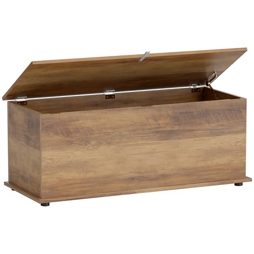 HOMCOM Aufbewahrungsbox, Bank mit Klappdeckel und Sicherheitsscharnieren, Schuhbank, Eingangsmöbel, Flur, Schlafzimmer, Wohnzimmer, 100 x 40 x 40 cm, Braun Holzmaserung HOMCOM Aufbewahrungsbox, Bank mit Klappdeckel und Sicherheitsscharnieren, Schuhbank, Eingangsmöbel, Flur, Schlafzimmer, Wohnzimmer, 100 x 40 x 40 cm, Braun Holzmaserung von HOMCOM
