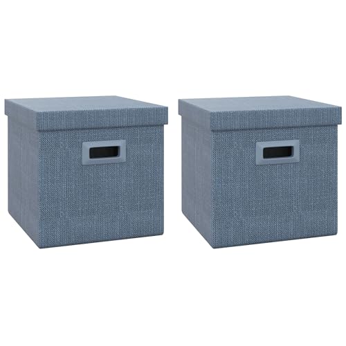 HOMCOM Aufbewahrungsbox Stoff 2er Set mit Deckel faltbare Kisten Aufbewahrung, stapelbare Kleiderschrank Ordnungsboxen für Spielzeug, Kleidung, Bücher Blau, 30 x 30 x 29 cm HOMCOM Aufbewahrungsbox Stoff 2er Set mit Deckel faltbare Kisten Aufbewahrung, stapelbare Kleiderschrank Ordnungsboxen für Spielzeug, Kleidung, Bücher Blau, 30 x 30 x 29 cm von HOMCOM