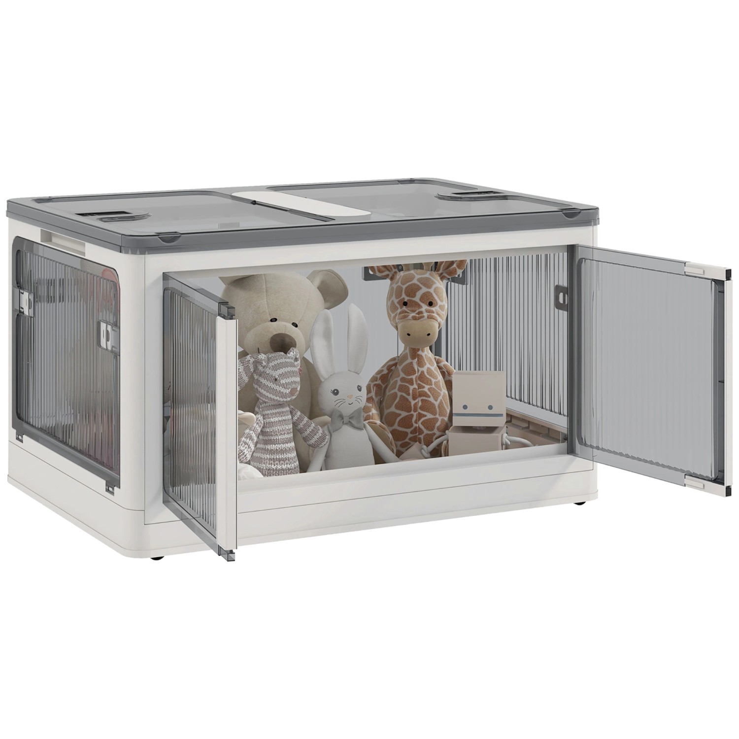 HOMCOM Aufbewahrungsbox 69L Stapelbar mit Rollen Weiß HOMCOM Aufbewahrungsbox 69L Stapelbar mit Rollen Weiß von HOMCOM