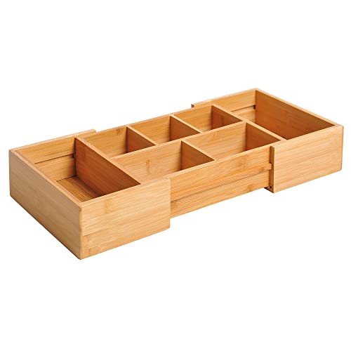 HOMCOM Aufbewahrungsbox Schubladen Ordnungsbox Organizer ausziehbar Bambus Natur 24,6 x 17,6 x 7 cm von HOMCOM