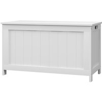 HOMCOM Aufbewahrungsbox Truhe mit Griff und Deckel, 81 x 40 x 46 cm, Gerätebox für Wohnzimmer und Schlafzimmer in Weiß   Aosom.de von HOMCOM