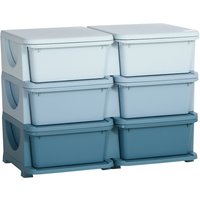 HOMCOM Aufbewahrungsboxen mit Deckel Schubladenschrank für Kinder Spielzeugkiste Spielzeug-Organizer Kindermöbel für 3-6 Jahre Kinder Blau von HOMCOM