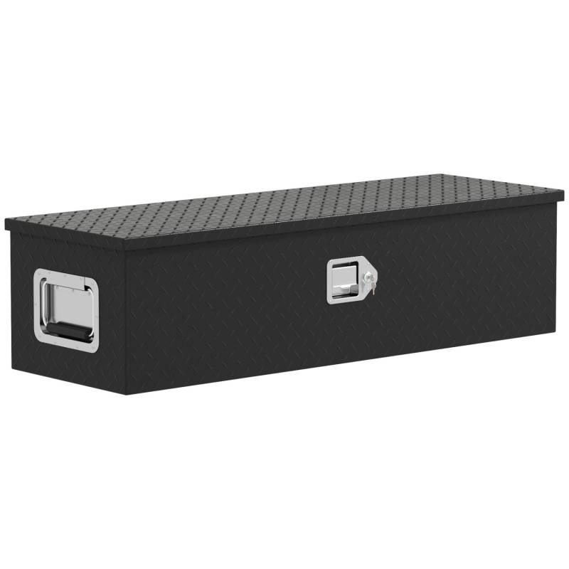 HOMCOM Aufbewahrungskiste Aluminium Schwarz 99L x 33B x 25,4H cm von HOMCOM