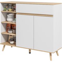 HOMCOM Aufbewahrungsschrank Buffet skandinavischer Stil mit 1 Doppeltür 1 Schublade und 4 Fächern 119 x 40 x 102 cm Weiß Aosom HOMCOM Aufbewahrungsschrank Buffet skandinavischer Stil mit 1 Doppeltür 1 Schublade und 4 Fächern 119 x 40 x 102 cm Weiß Aosom von HOMCOM