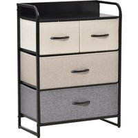 HOMCOM Aufbewahrungsschrank Kommode mit 4 Stoffschubladen 58 x 29 x 78,5 cm Schwarz Grau Creme Beige   Aosom von HOMCOM
