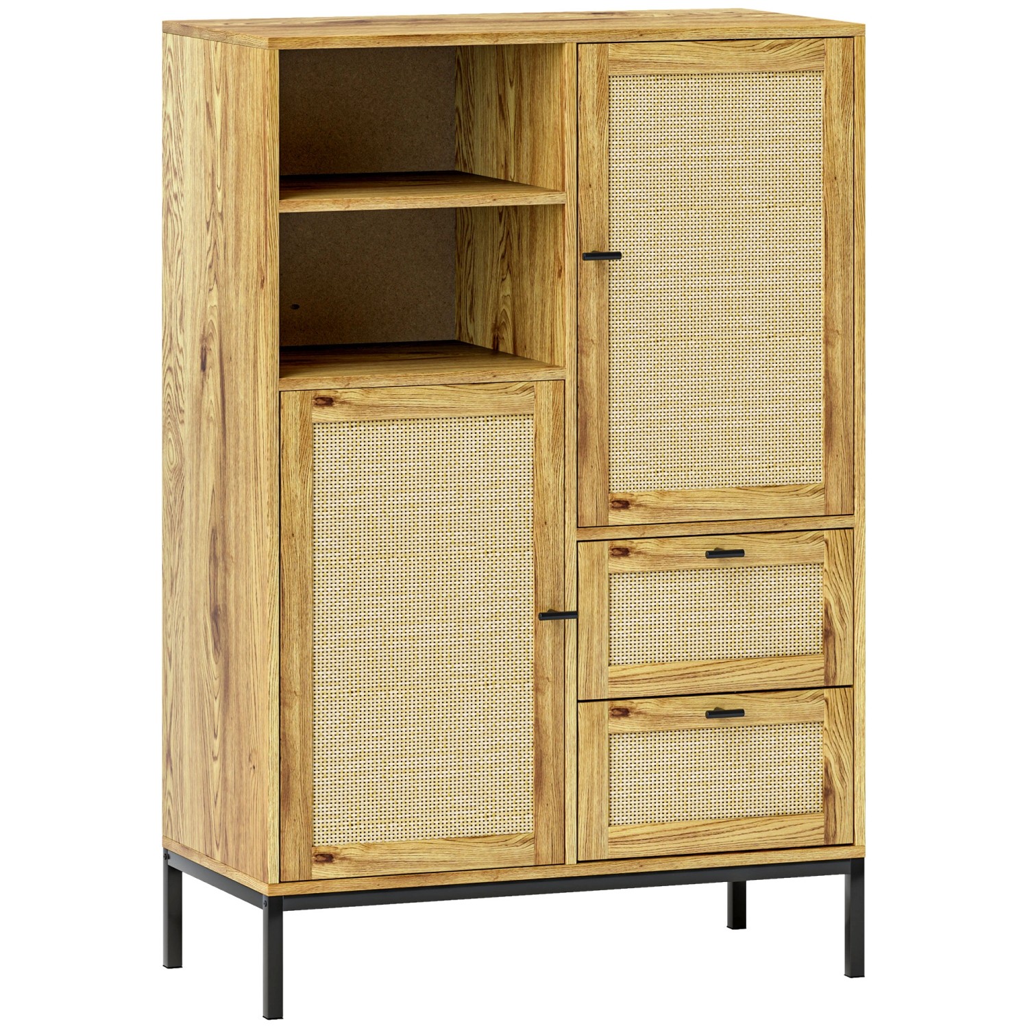 HOMCOM Aufbewahrungsschrank MDF Rattan Naturholz 80L x 40B x 120H cm von HOMCOM
