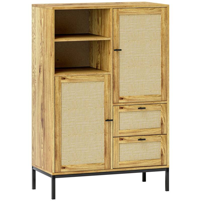 HOMCOM Aufbewahrungsschrank MDF Rattan Naturholz 80L x 40B x 120H cm von HOMCOM