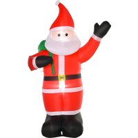 HOMCOM Aufblasbar Weihnachtsdeko, 2,4 m Weihnachtsmann mit LED-Beleuchtung, Gartendeko, Selbstaufblasende Weihnachtsbeleuchtung für Innen- und Außenbereich   Aosom von HOMCOM