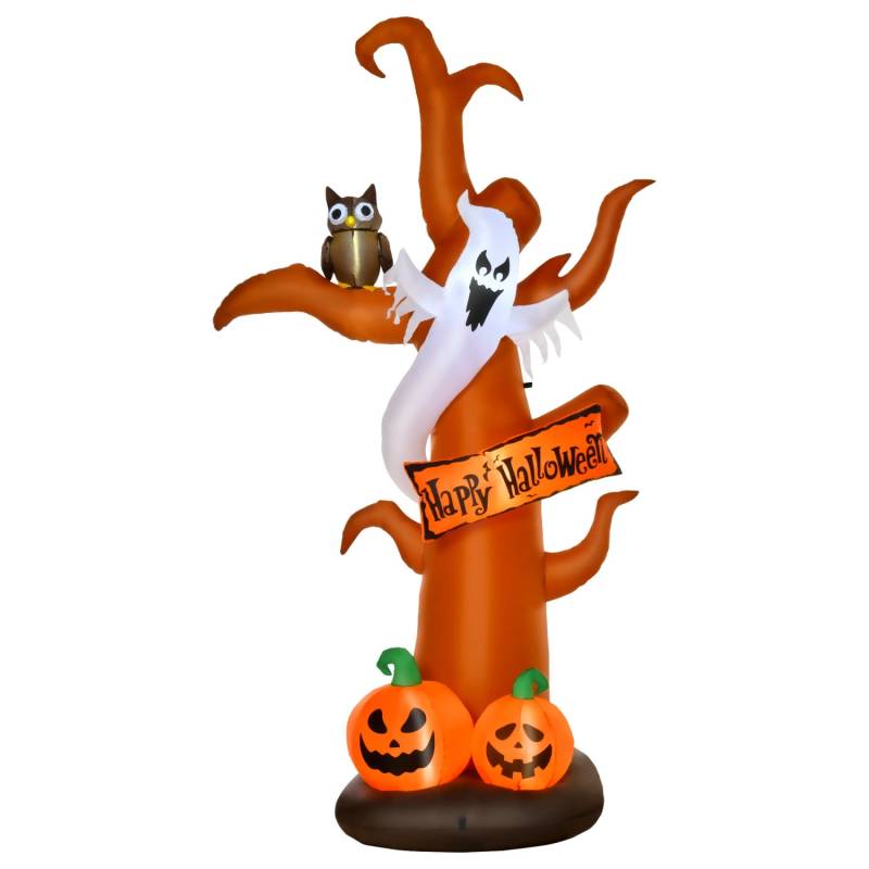 HOMCOM Aufblasbarer Halloween Baum Kürbis mit LED 156x107x274 cm von HOMCOM