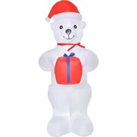 HOMCOM Aufblasbarer Weihnachts-Eisbär 1,8 m Decorationen Leuchtung Weihnachten Garden Tierfiguren Party Polyester 86 x 85 x 180 cm von HOMCOM