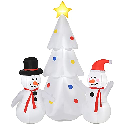HOMCOM Aufblasbarer Weihnachtsbaum Weihnachtsdekoration mit Schneemann 185 cm Weihnachtsbeleuchtung LED Selbstaufblasend Polyester Weiß 143 x 92 x 185 cm HOMCOM Aufblasbarer Weihnachtsbaum Weihnachtsdekoration mit Schneemann 185 cm Weihnachtsbeleuchtung LED Selbstaufblasend Polyester Weiß 143 x 92 x 185 cm von HOMCOM