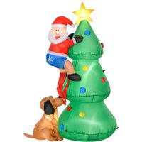 Aufblasbarer Weihnachtsbaum mit Weihnachtsmann und dem Hund 180 cm Weihnachtsdeko Weihnachtsbeleucht von HOMCOM